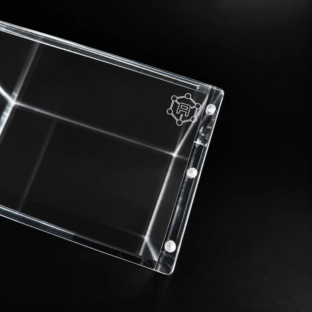 Acrylium acrylic case — clean seams, magnets and engraved logo